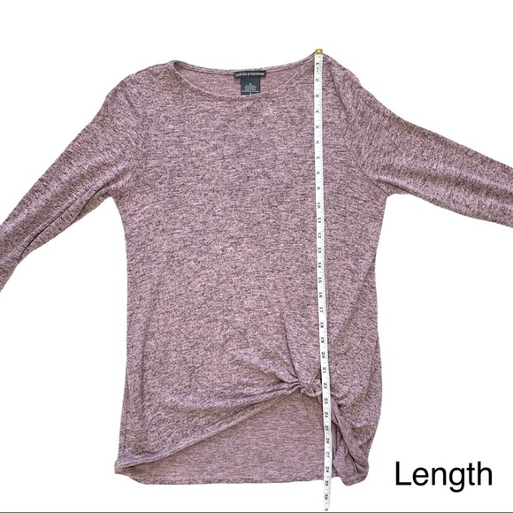 Chelsea & Theodore Mauve Marled Twist Hem 3/4 Sleeve Top Size Small - Picture 10 of 12